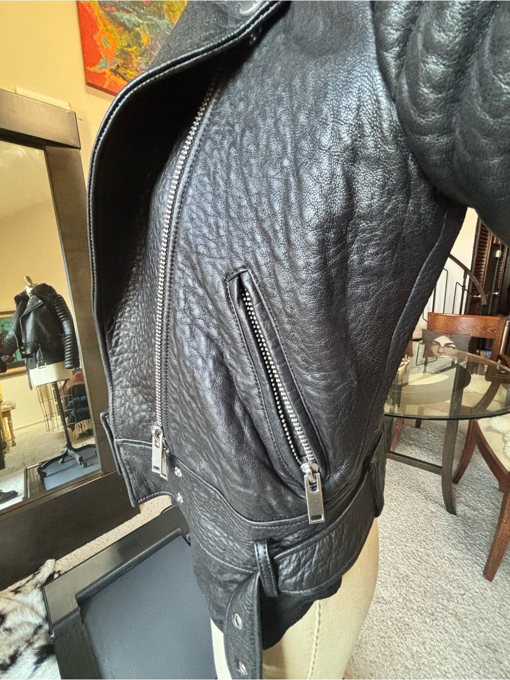 ⚡ THE ARRIVALS Rainer Structured Moto Leather Jacket - Small 🎸🖤 - Picture 8 of 15